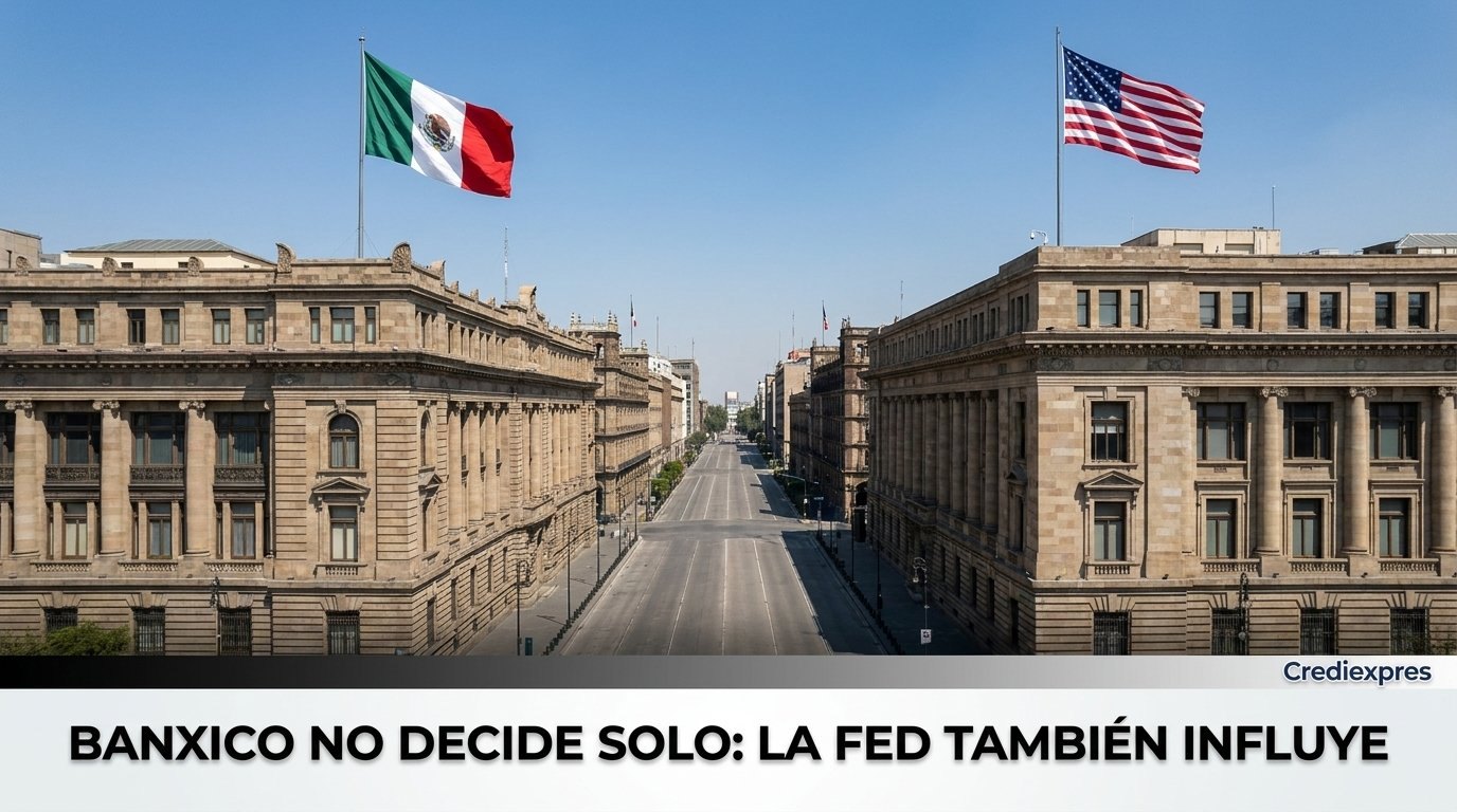 Banderas de México y Estados Unidos: Banxico no decide solo, la Reserva Federal también influye en las tasas