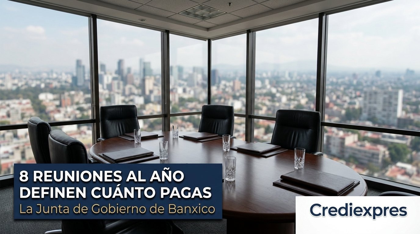 Sala de juntas con vista a la Ciudad de México: la Junta de Gobierno de Banxico decide la tasa en ocho reuniones al año