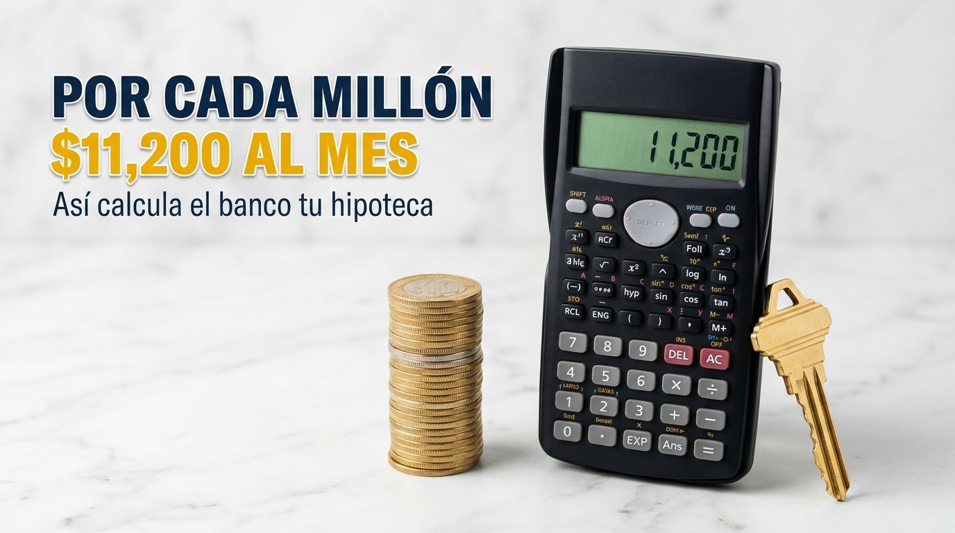 Por cada millón de crédito hipotecario pagas unos $11,200 al mes en México