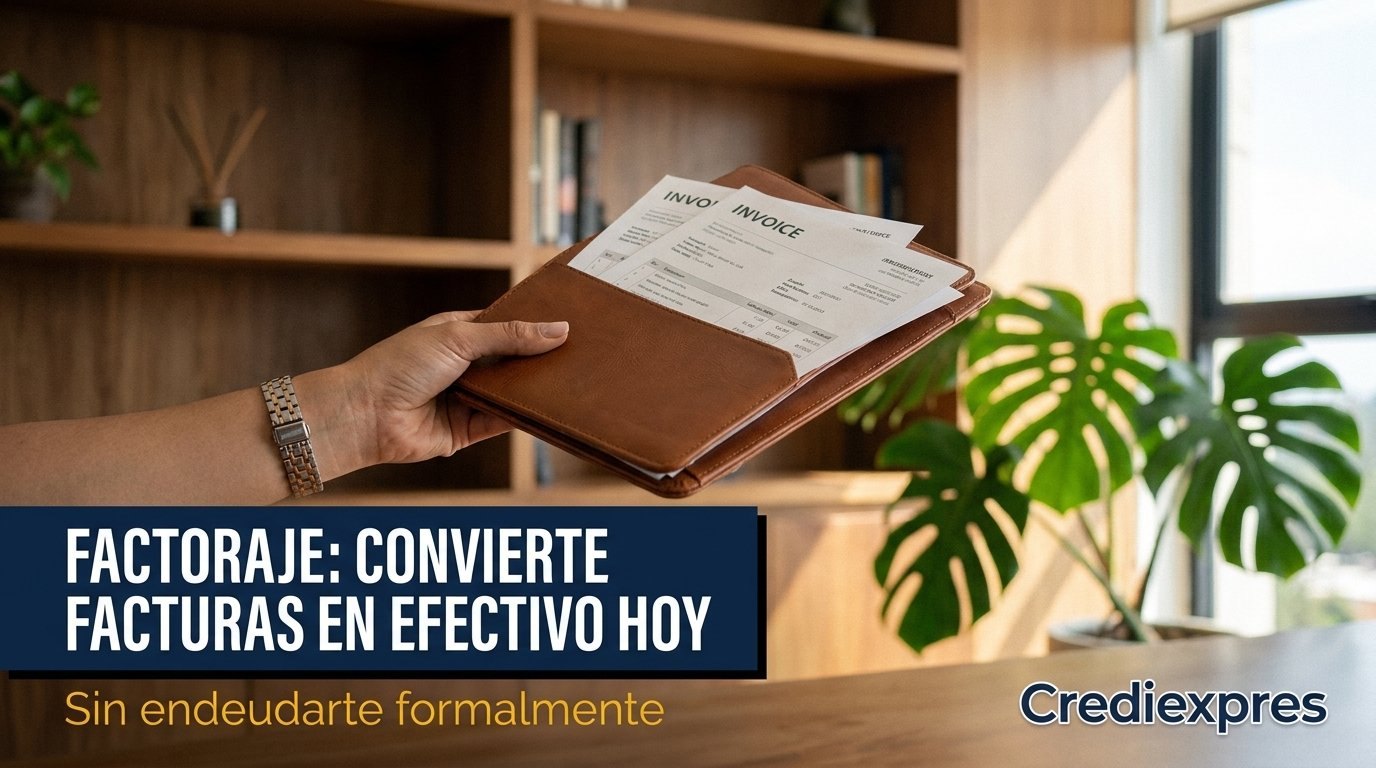 Carpeta con facturas por cobrar: el factoraje financiero convierte tus facturas en efectivo sin endeudarte