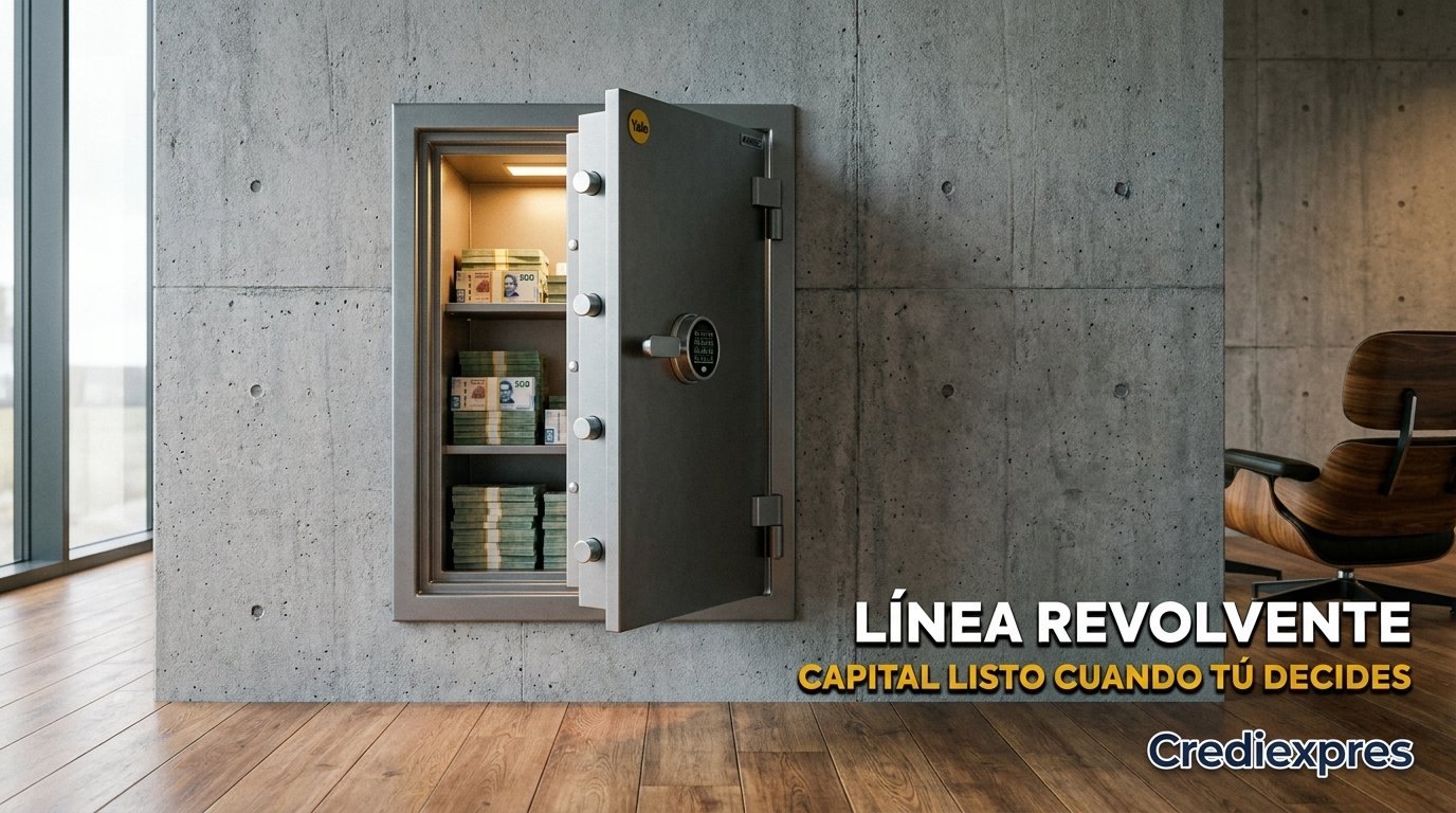 Caja fuerte abierta con efectivo: la línea de crédito revolvente deja capital disponible para usarlo cuando lo decidas
