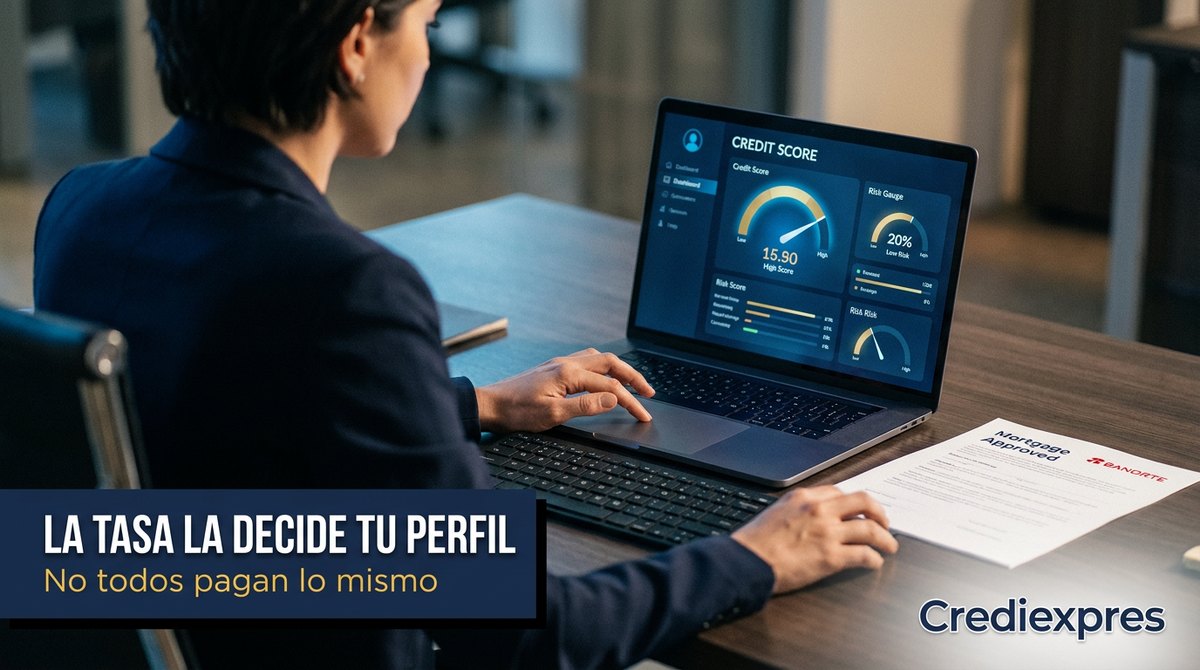 Banorte Hipoteca Fuerte: tres tasas (8.80%, 9.75%, 10.80%) que asigna el algoritmo según tu perfil de riesgo