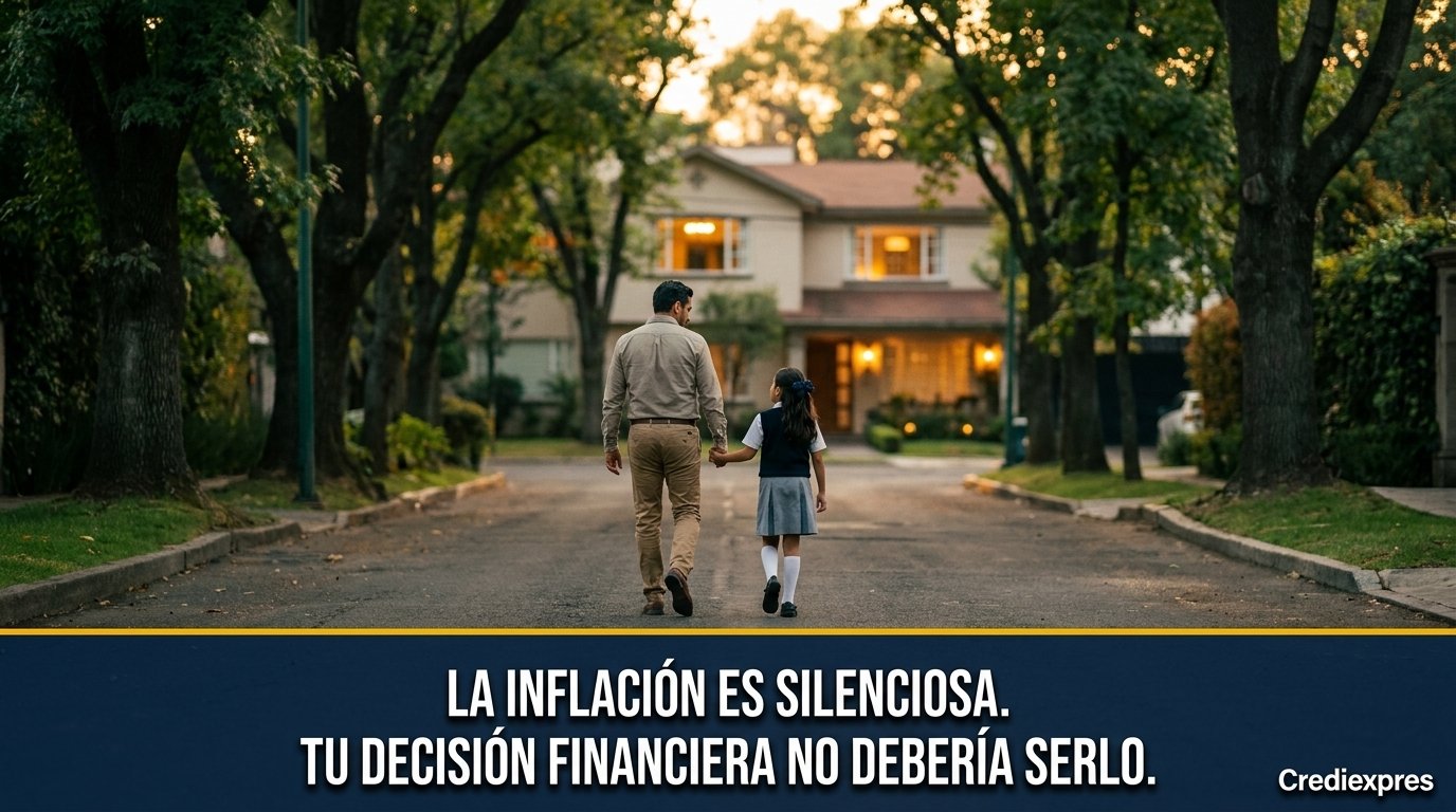 Padre e hija caminando hacia su casa: la inflación es silenciosa, pero tu decisión financiera debe ser informada